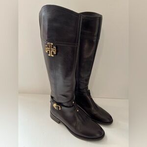 Tory Burch Eloise Riding Boots Leather Dark Brown Knee High Size 5.5M